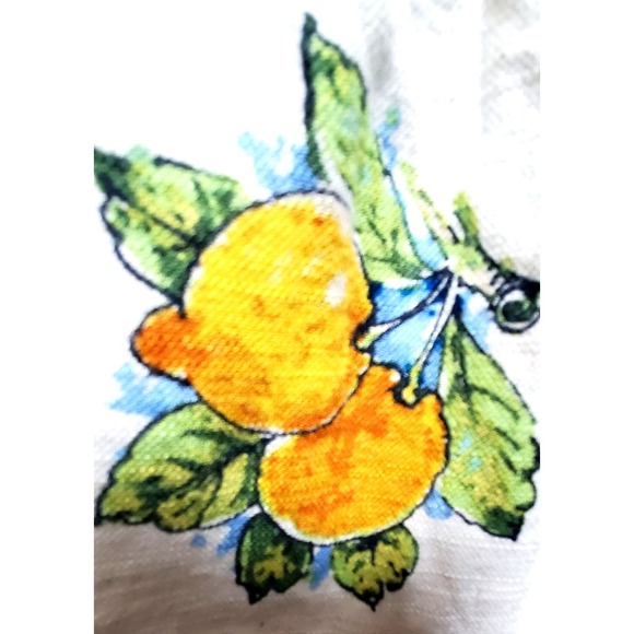 Jane & Delancey M Dress Citrus Flax Print Puff Sleeve Button Up Rayon/Linen Mix - Picture 6 of 9